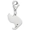 GD GOOD.designs Charms pendente gatto con chiusura a moschettone | Pendente per collana in argento in acciaio inox 316L | Charm per bracciale componibile in argento | Impermeabile e ipoallergenico