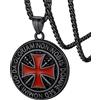 FaithHeart Collana Croce Uomo Rosso Ciondolo Sigillo Cavalieri Templari Medaglione Ciondolo con Croce di Gerusalemme Scudo Uomo Acciaio Impermeabile Non Sbiadisce