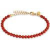 GD GOOD.designs Bracciale con perle da donna con perle in pietra naturale vera da 4 mm | Pietra preziosa regolabile con placcatura in oro 18K (15-19 cm) | Bracciale in diaspro rosso resistente all'acqua,
