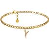 GD GOOD.designs Cavigliera d'oro con lettere impermeabili I Cavigliera da donna placcata oro 18 carati I Cavigliera regolabile (22-27 cm) acciaio inossidabile (Y)
