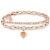 GD GOOD.designs Bracciale cuore per donna in oro - Bracciale con charms dorato multistrato placcato in oro rosa 18K - regolabile (14,5 cm - 19,5 cm) - Catena Figaro, catena a maglie