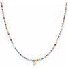GD GOOD.designs Collana di perline colorate donna | Collana impermeabile con lettera P | Ciondolo con iniziale in acciaio inox placcato oro 18K | Regolabile e delicata sulla pelle (40-45 cm)