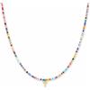 GD GOOD.designs Collana di perline colorate donna | Collana impermeabile con lettera T | Ciondolo con iniziale in acciaio inox placcato oro 18K | Regolabile e delicata sulla pelle (40-45 cm)