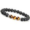 GD GOOD.designs Bracciale Chakra in pietra lavica per uomo - Bracciale in Occhio Di Tigre con perle di lava nera I UnisizBude Bracciale Energia Uomo