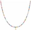 GD GOOD.designs Collana di perline colorate donna | Collana impermeabile con lettera L | Ciondolo con iniziale in acciaio inox placcato oro 18K | Regolabile e delicata sulla pelle (40-45 cm)
