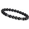 GD GOOD.designs Bracciale uomo con pietra lavica nera da 8 mm - perline di onice I Bracciale elastico a sfera per uomo in pietre naturali autentiche (Onice)