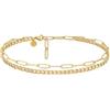 GD GOOD.designs Cavigliere da donna | Cavigliera dorata multistrato con catena groumette e ancora | Gioiello alla caviglia in acciaio inox 316L oro 18K | Impermeabile e regolabile (22-27 cm)