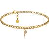 GD GOOD.designs Cavigliera d'oro con lettere impermeabili I Cavigliera da donna placcata oro 18 carati I Cavigliera regolabile (22-27 cm) acciaio inossidabile (P)