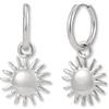GD GOOD.designs Cerchi argentati con ciondolo | Orecchini pendenti con sole in acciaio inox 316L color argento | Orecchini da donna impermeabili (16 mm)