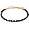 GD GOOD.designs Bracciale con perle da donna con perle in pietra naturale vera da 4 mm | Pietra preziosa regolabile con placcatura in oro 18K (15-19 cm) | Bracciale in tormalina resistente all'acqua,