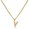 GD GOOD.designs Catena di lettere d'oro da donna I Collana placcata in oro 18 carati con iniziali in zirconi I Catena di lettere d'oro in acciaio inossidabile (V)