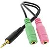deleyCON 20cm Cuffie Headset Splitter Audio Jack Y Adattatore Stereo - 1x 3,5mm Connettore CTIA 4 Poli TRRS a 2x 3,5mm Presa - 1x Collegamento Jack per Cuffie e Microfono