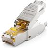 deleyCON 1x CAT 6a Connettore di Rete RJ45 a Sgancio Rapido con Schermatura 10 Gbit/s Spina di Rete per la Posa Rigidi di Cavi Grezzi Connettore RJ45 Ethernet LAN Cavo Patch DSL