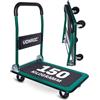 VONROC Carrello da Trasporto Pieghevole - 150kg | Ruote Girevoli 360° | Piattaforma 470x730mm | Maniglia in Acciaio | Anti-Corrosione