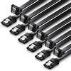 deleyCON 6x 50cm Cavi SATA 3 Set Cavo Dati SATA III - HDD SSD Cavo di Collegamento Clip in Metallo 6 GBit/s - 1x Dritto 1x 90° di Tipo L - Nero
