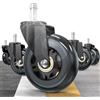HOLKIE Ruote Sedia Ufficio Nero per rotelle sedie ufficio 11x22 mm in gomma adatte a pavimenti in legno e tappeti set da 5 ruote robuste per sostituire i tappeti delle sedie per computer