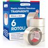 DNK TRADE Nastro Adesivo da Imballaggio Pacchi - 6 Rotoli di Nastro per Imballaggi 50mm x 66m Silenzioso Resistente all'Acqua - Colore Trasparente