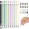 Vicloon Penna Senza IInchiostro Eterna, 10Pcs Matita Eterna Portatile, Matita Senza Inchiostro con Gomma,10 x Sostituire Testine di Infinita, Bambini Scolastico Home Adulti Office