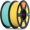 ELEGOO Filamento PLA Matte Verde Teal Giallo Sole 2KG 1,75 mm Opaco PLA Filamento per Stampante 3D, Bobina da 1 kg, Adatto per Maggior Parte Delle Stampanti 3D FDM