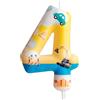Cxryrzhe Costruzione 4° compleanno candele numero 4 blu bianco giallo costruzione tema festa di compleanno per ragazza ragazzo torta di compleanno topper laurea celebrazione anniversario decorazioni