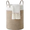 YOUDENOVA Cesto Portabiancheria Intrecciato per Giocattoli,Cesto Biancheria Sporca con Maniglia Cotone, Cesta Decorativa per Vestiti 58L Marrone