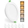 HOMEOW Faretti Led da Incasso per Cartongesso 10W, Diametro Foro 115-130mm, 30mm Ultrasottili, IP44 Faretti Led Soffitto, Regolabile 2700K 3000K 4000K 5000K 6000K, Non Dimmerabili, Set di 6