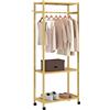 HOMCOM Stand Appendiabiti da Terra con Barra 70x35x175 cm Legno Naturale