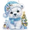 Lxmsja 5D Diamond Painting Natale Pendente Adulti Bambino, Orso Polare Diamond Painting Kit Completo, Natale Diamantini Crystal Art, Ghirlanda di Natale per Porta Finestra Parete, Regalo di Natale