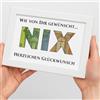 WALWI Niente regalo/NIX regalo in legno MDF bianco regalo divertente per compleanno - Divertente idea regalo per uomini e donne - Cornice bianca con biglietto