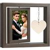 Aolso Cornice Foto in Legno 10x15cm,6 Pollici Cornice Foto in Legno con Ciondolo,Rotante Portafoto Multiplo da Tavolo per 2 Foto,Cornici Vintage Piccole per Famiglia,Portafoto Personalizzato-Doppia