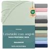 Twinzen Dreamzie Lenzuolo con Angoli Matrimoniale 150 x 190/200 cm - Angoli da 35 cm per Materassi Spessi - 100% Microfibra di Poliestere - Verde chiaro, Certificato Oeko Tex