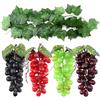 ginojex 4 mazzi di uva finta con 3 fili di vite artificiali da appendere, foglie per matrimoni, giardino, casa, feste, cucina, decorazione per vino