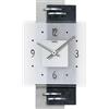 AMS 9245 - Orologio da parete con quadrante in vetro satinato su doppio rettangolo, colore: Bianco/Nero/Grigio perla, argento, rettangolare