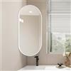 Jcgly Specchio Angolare da Parete, Specchio Girevole Ovale per Bagno, Specchio da Parete con Braccio Estensibile e Cornice in Metallo, Specchio Girevole e Inclinabile, Verticale e Orizzontale(White,50x90cm)