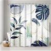 Uiiooazy Tenda Doccia Antimuffa, Tenda da Doccia 180x240cm Blu Navy Tropicale Foglie di Palma Giungla Tende de Bagno Tessuto Lavabile Impermeabile Poliestere Tende per Vasca da Bagno con 12 Anelli