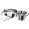 KOPF Set pentole induzione Parvus, 2 pezzi, 12 cm, argento, acciaio inox | Set di pentole con pentole e coperchio per pentola | per tutti i piani cottura | Pentole adatto per forno e lavastoviglie