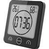 VORRINC Orologio Digitale LCD per Doccia, Orologio da Bagno Impermeabile con ventosa, igrometro, termometro, Orologio da Parete Orologio da Cucina Timer da Cucina (Nero)