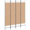 vidaXL Paravento a 4 Pannelli Beige 160 x 200 cm Tessuto