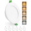 HOMEOW Faretti Led da Incasso per Cartongesso 7W, Diametro Foro 80-100mm, 30mm Ultrasottili, IP44 Faretti Led Soffitto, Regolabile 2700K 3000K 4000K 5000K 6000K, Non Dimmerabili, Set di 6