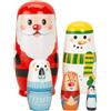 Bawiaueu Matriosche,5 Pezzi Decorazioni Natalizie Impilabili In Legno,Novità Babbo Natale Alce Pupazzo Di Neve Giocattoli Ad Incastro - Per Ragazzi Ragazze Bambini Adulti Regalo Feste