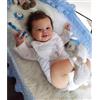 Anyee Reborn Bambola Realistica, 22 pollici 55cm bambole reborn Neonato con Ciuccio e Biberon, Capelli Ricci Castani,reborn maschioRagazzi e ragazze Regalo giocattolo Vestito Bianco