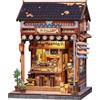Fsolis Book Nook Japan, Kit di Manualità per Adulti, Puzzle in Legno 3D, Casa in Miniatura Fai-da-Te, Decorazione per Librerie, Regali per la Famiglia (Choshi no Shitamachi)