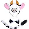 SIVITE Set di 4 accessori per costume da mucca, orecchie e corna, cerchietto da mucca, naso, farfallino e coda, costume da fattoria, costume da mucca, cosplay, accessori per feste