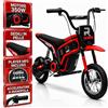 TOYSCAR Moto Elettrica per Bambini 24V Raptor X motore da 350W Ruote Gonfiabili Freno a Disco Sedile Pelle Fino 23KM/H Portata 63KG Moto per Bambini da 5 a 10 Anni (Rossa)
