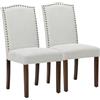 NEWBULIG Dining Chairs Set di 2, Parsons Dining Chairs Upholstered Fabric Kitchen Side Chairs with Nailhead Trim and Wood Legs for Kitchen Dining Room Living Room, Light Grey