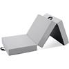EGOHOME Materasso pieghevole, 195 x 80 x 15 cm, 3 pezzi, con memory foam in bambù e grado di durezza H3, versatile materasso da campeggio e tappetino da pavimento, materasso da viaggio, rivestimento