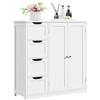 Yaheetech Mobile Bagno Conservazione, Armadio WC, con 4 cassetti e 1 ampio armadio, 1 ripiano interno, 81 × 30 × 83 cm, Grande Comò Camera Cucina Bianco