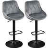 Yaheetech Set 2 Sgabelli da Bar Cucina Moderni in Velluto Grigio Scuro