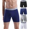wirarpa Boxer Uomo Cotone Elasticizzato Mutande Uomo Intimo Maschile con Vola Aperta Pacco da 4 Nero Grigio Bianco Blu Scuro Dimensione S