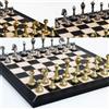 Italfama Set Scacchi in Metallo con Scacchiera in Vera Pelle Fatta a Mano, 42cm